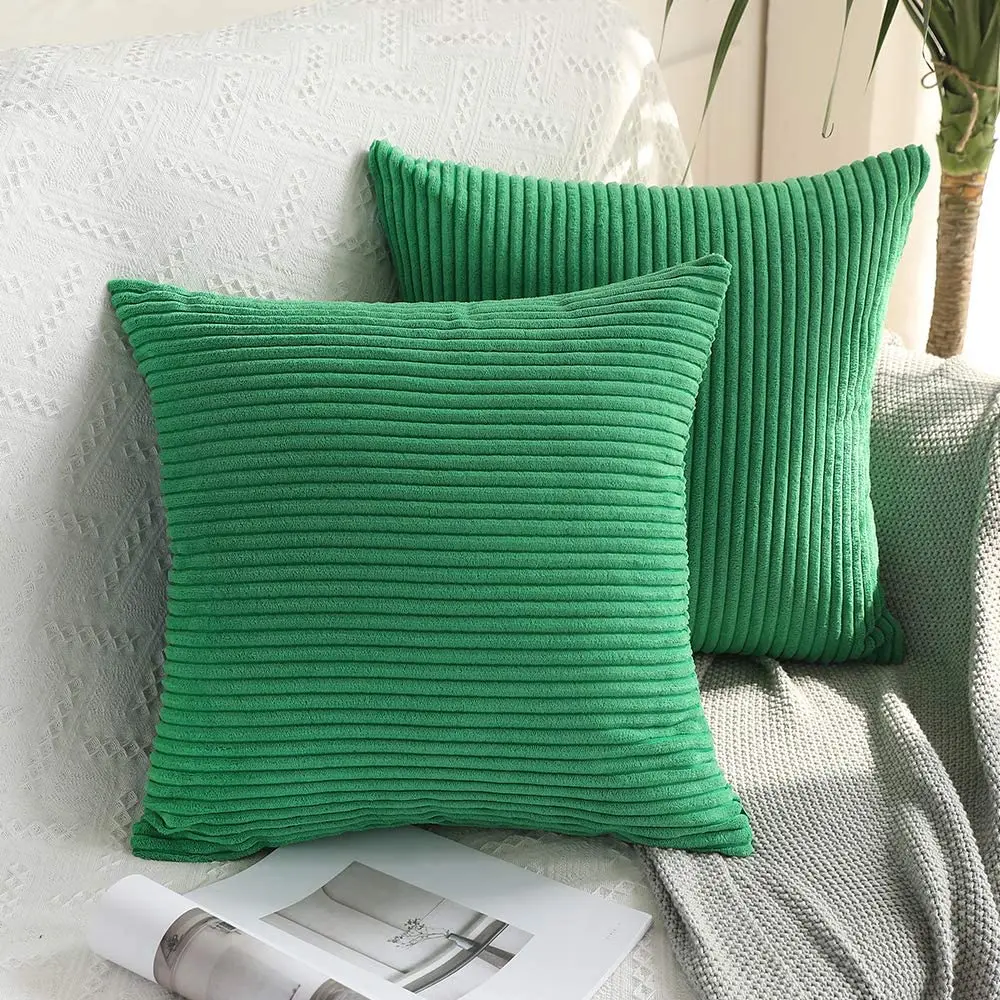 Doonall Striped Velvet Corduroy Solid Decorative Throw Toss Pillowcases Cushion Cover for Sofa Bedroom Car Pack of 2 | Дом и сад