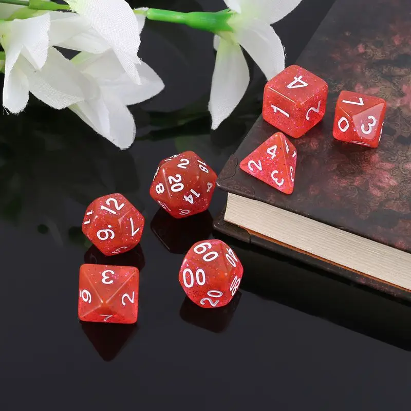 

F2TC 7 шт. двусторонние игральные кости D4 D6 D8 D10 D12 D20 подземелья и дракон D & D ролевая поли настольная игра набор