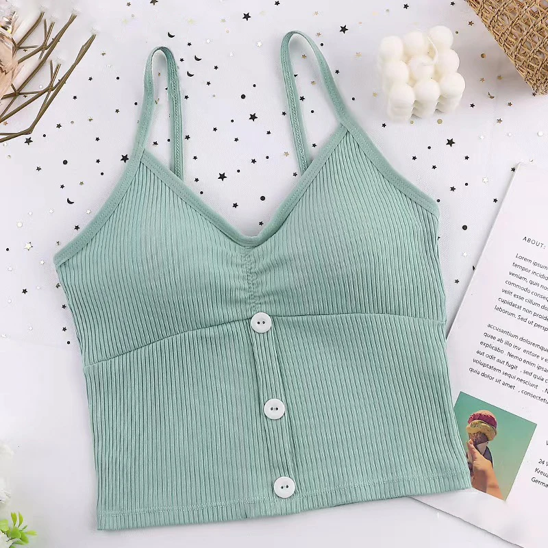 

Cotton Camis Women Tank Top Knit Sexy Korean Style Vintage Buttons Camisoles Womens Outwear Fashion All-match Vest 2020 New