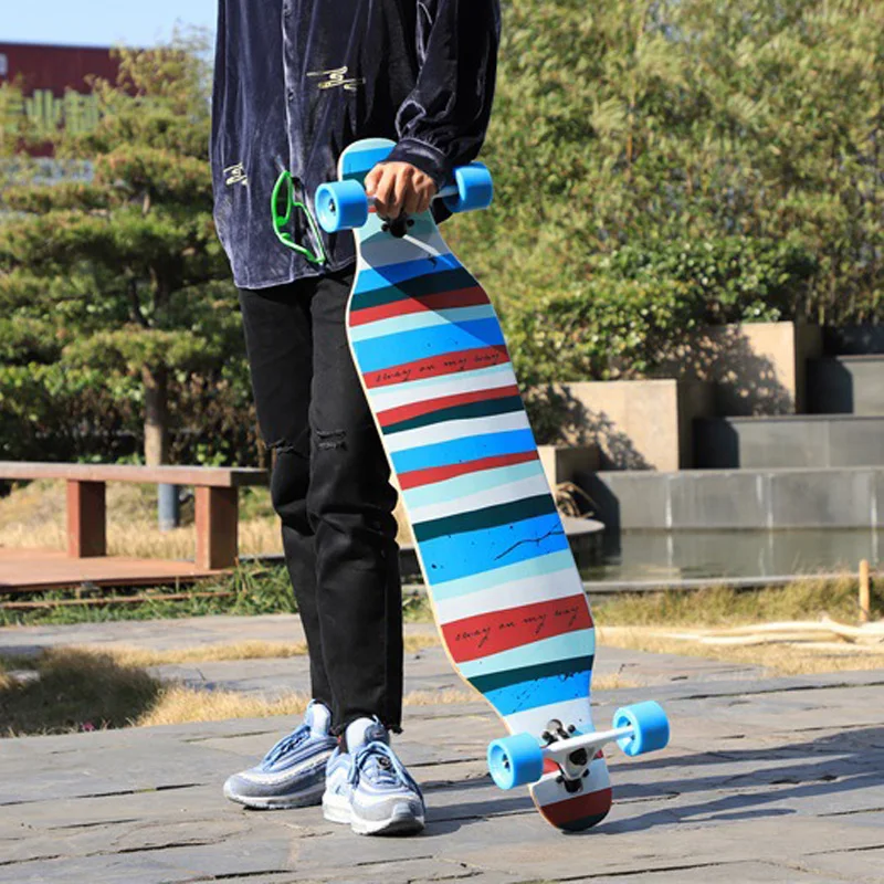 41 Inch Grade 7-layer Maple Skateboard Four Wheels Natural Maple Wood Longboard Wear-Resistant Thickening Large Deck Skateboards