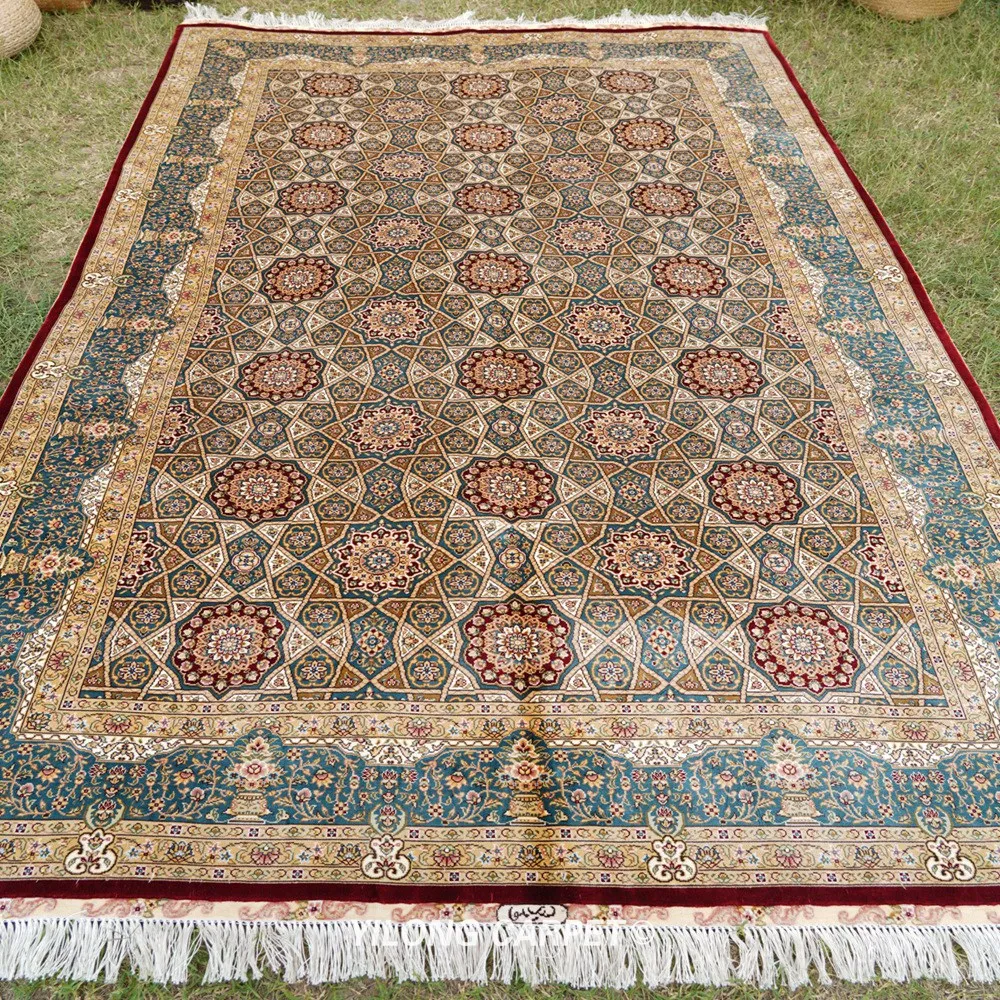 

YILONG 5 'x 8' персидский шелковый ковер ручной работы элегантный синий коврик для гостиной (TJ130A)
