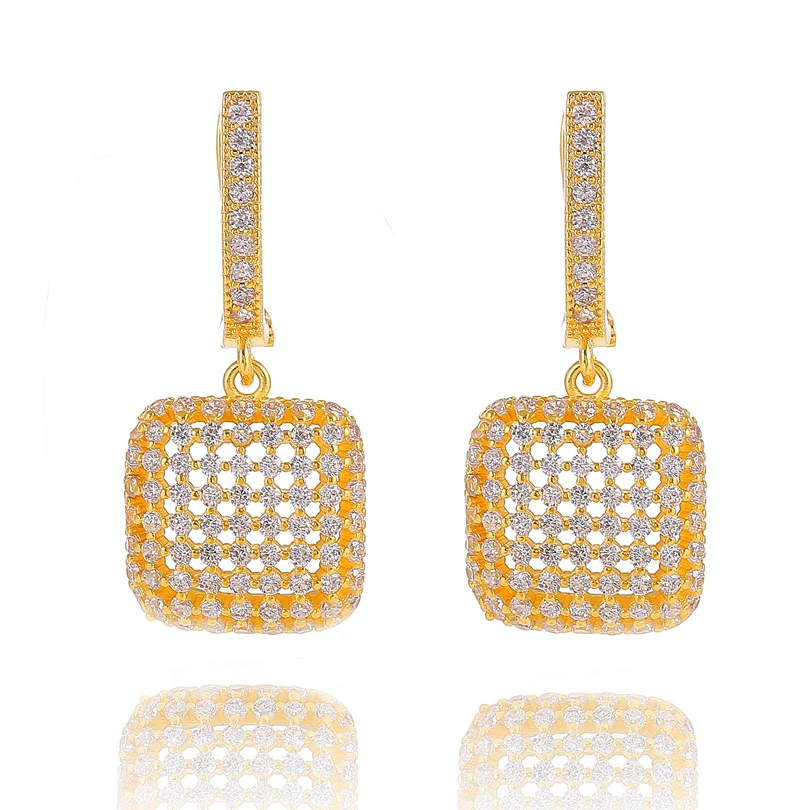 Роскошные полые квадратные серьги кольца с микрозакрепкой из фианита для женщин