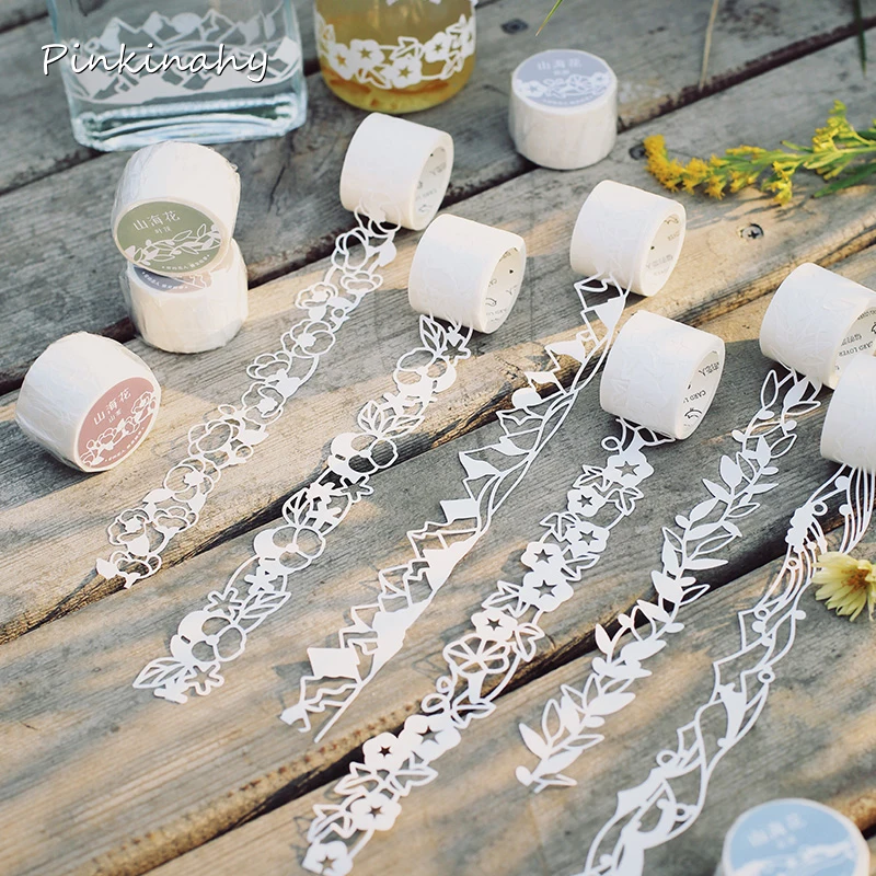 Винтажная полый кружевной цветок junkжурнал Washi лента декоративная клейкая Сделай