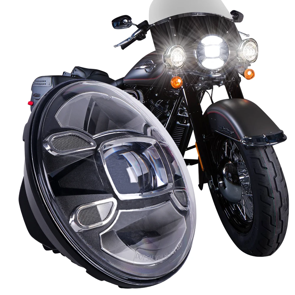 

7" Inch H4 LED moto Headlight For Harley Davidsion Softail Slim Fat Boy 7inch Led Headlights With DRL Hi/Low Motorcycle Headlamp