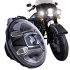 Передние фары H4 для мотоцикла, светодиодсветодиодный фара 7 дюймов для Harley Davidsion, Softail, Slim Fat Boy, передние фары 7 дюймов с ДХО, дальнийближний свет