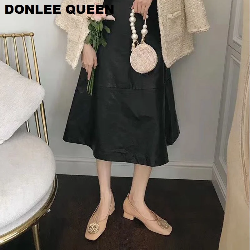 Брендовые туфли на плоской подошве с металлической пряжкой женские низком