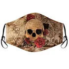 Маска для лица унисекс, с принтом черепа и розы, ветрозащитная, Пылезащитная, моющаяся, регулируемая