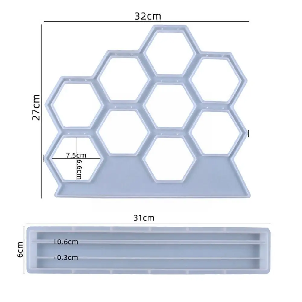 

Silicone Mold For Hanger DIY Crystal Epoxy Resin Mold Silicone Hanger Hexagonal Hollow Mold Earring For Resin Transparent I7Q3