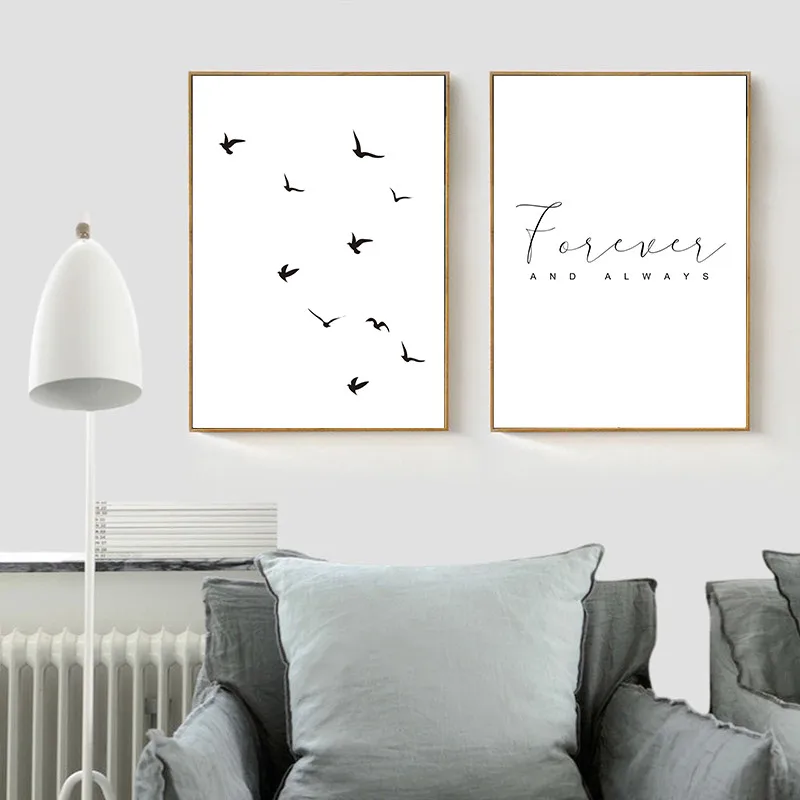 Минималистичная абстрактная летающая птица холст живопись плакат черно-белые
