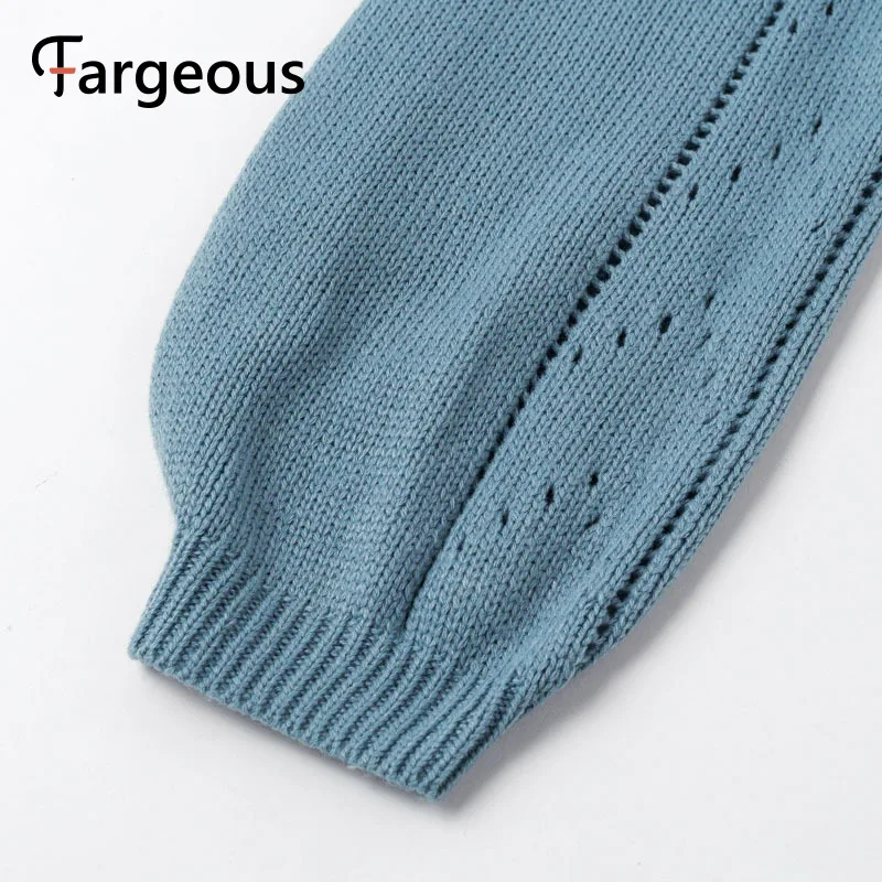 Женский трикотажный пуловер свободный однотонный джемпер с вырезами Осень-зима |