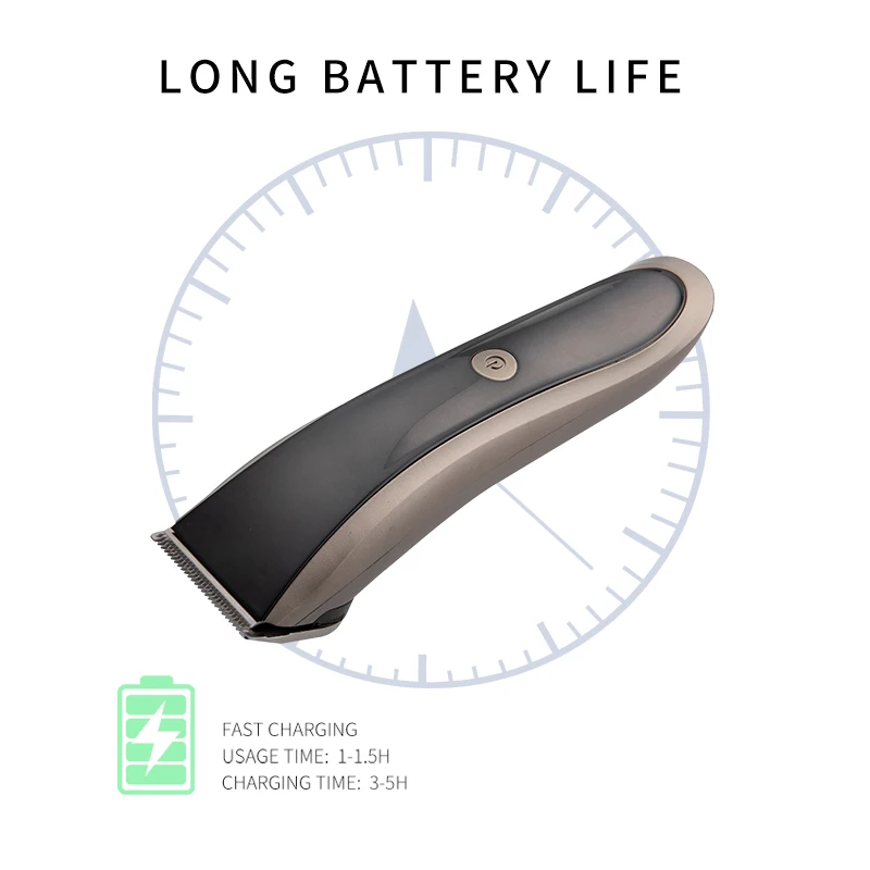 

Professional Rechargeable Hair Clipper Beard Trimmer Men Electric Hair Cutting Stainless Steel Blade Low Noise Barber Machine