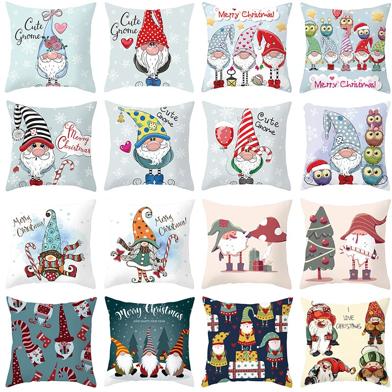 

Рождественские наволочки 45*45 см, домашний декор для фермерского дома, наволочка с мультяшным принтом Санта-Клауса, персиковая кожа, плюшева...