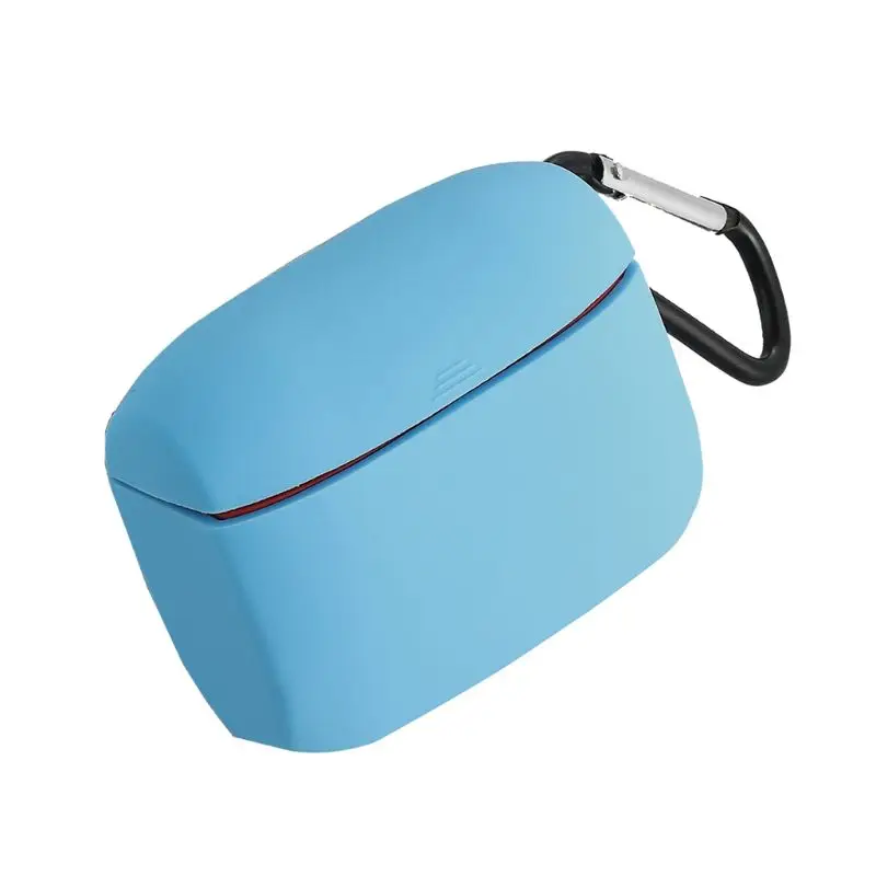 Silicone Shockproof Anti-Scratch Protective Case Cover with Carabiner for Jabra Elite Active 65t Headphone Headset Accessories - Цвет: Синий