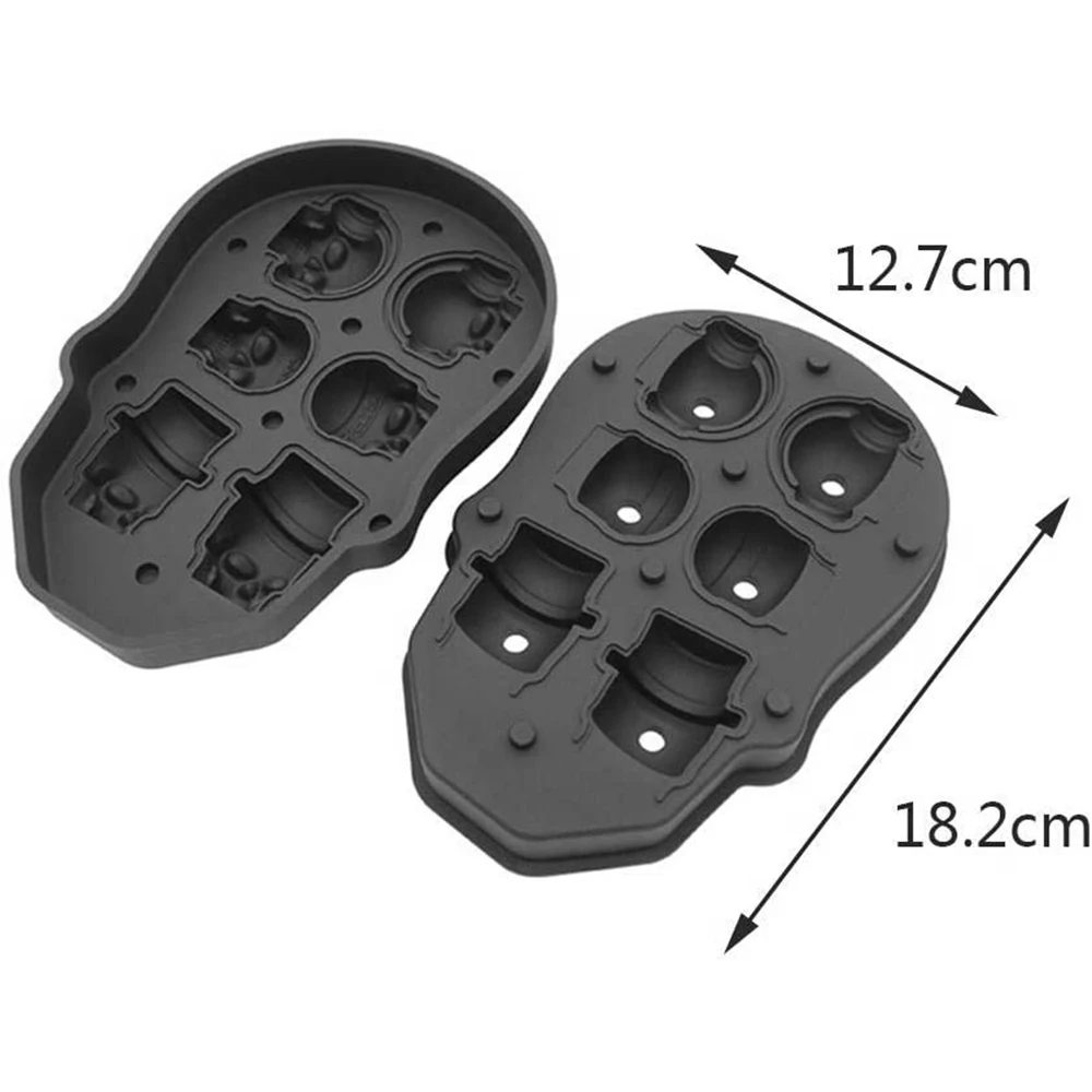 

3D Skull Head 6-hole Silicone Ice Tray Whiskey Cocktail Grimace Ice Tray Maker Bar Party Kitchen Drinkware Accessories 1PC