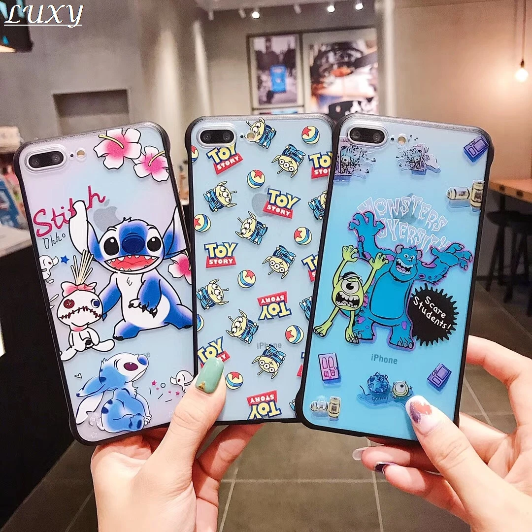 Cute Cartoon Stitch Toy Story Sulley Mike Phone Case For Apple iPhone 7 8 6 6s Plus X XS Max Xr Back Candy tpu Clear Cover Capa |