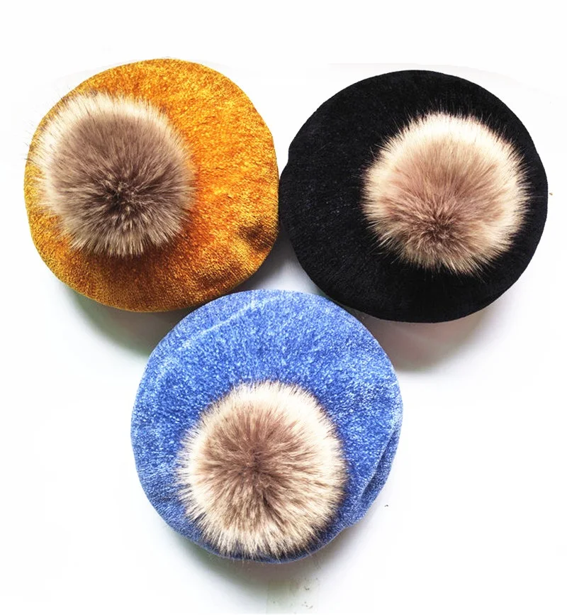 Детский шерстяной мягкий берет Осенний Женский Повседневный из полиэстера с