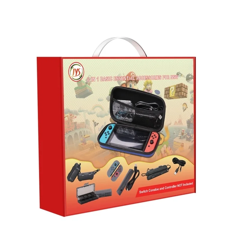 

Аксессуары для Nintendo Switch 8 в 1, Подарочная сумка, сумка для хранения, силиконовая крышка, искусственная кожа, браслет, искусственная кожа