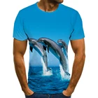 Футболка мужская, с принтом в виде морских рыб, с круглым вырезом и коротким рукавом