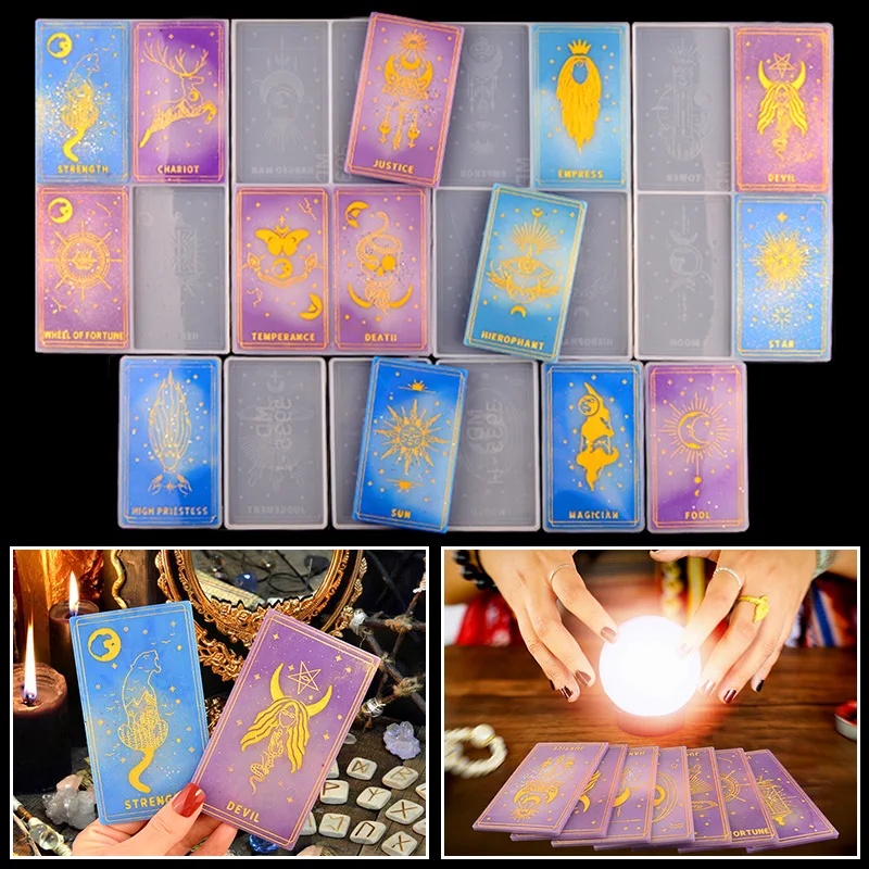 

Tarot Card Crystal Epoxy Mold DIY Cross-border Board Game Card Set Full Set of English Tarot Card Silicone Mould Wholesale