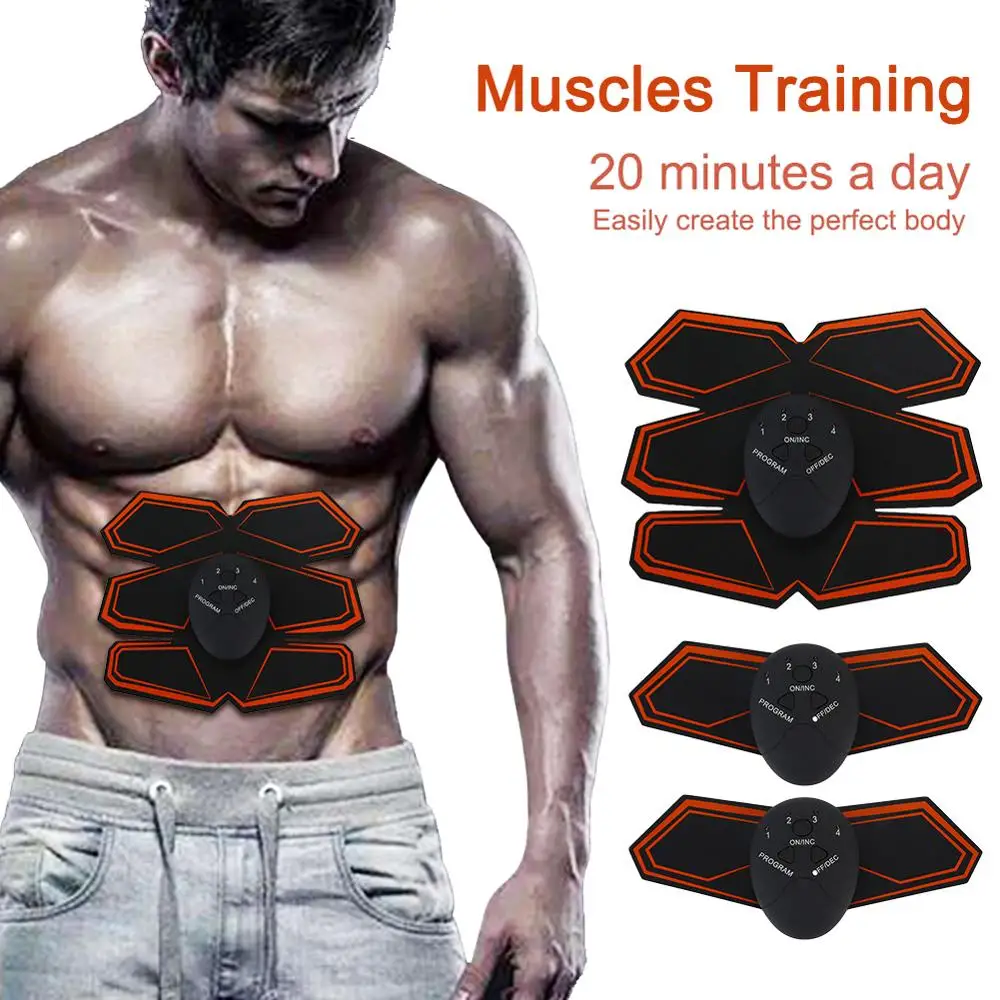 Battery Electric Muscle Training Gym Smart Fitness Equipment Stimulator Abdominal Tool Slimming Body Building | Спорт и развлечения