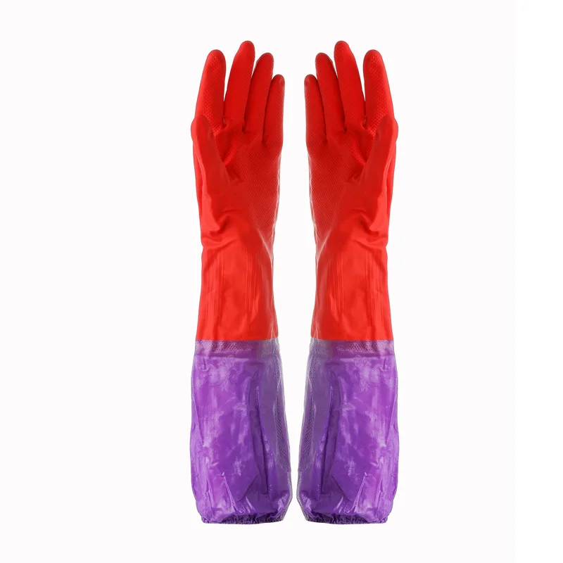 

Long Velvet Band Winter Household Gloves Dishwashing Rubber Waterproof Warm Gloves