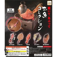 japanese bbq food gashapon toys realistic grilled fish squid salmon mackerel dried horse mackerel action figure charms toys