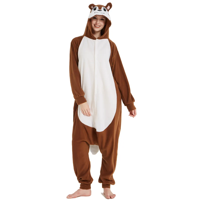 Белка Kigurumi Пижама с рисунком животных Одежда для сна бурундуком Onesie взрослых на
