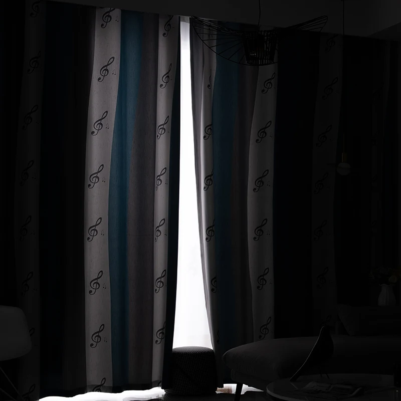 Льняные затемняющие шторы с принтом оленя и музыкальных нот для гостиной спальни