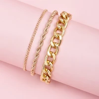 fashion women 3 pcsset creative personalized metal chain ankle summer beach foot jewelry anklets
