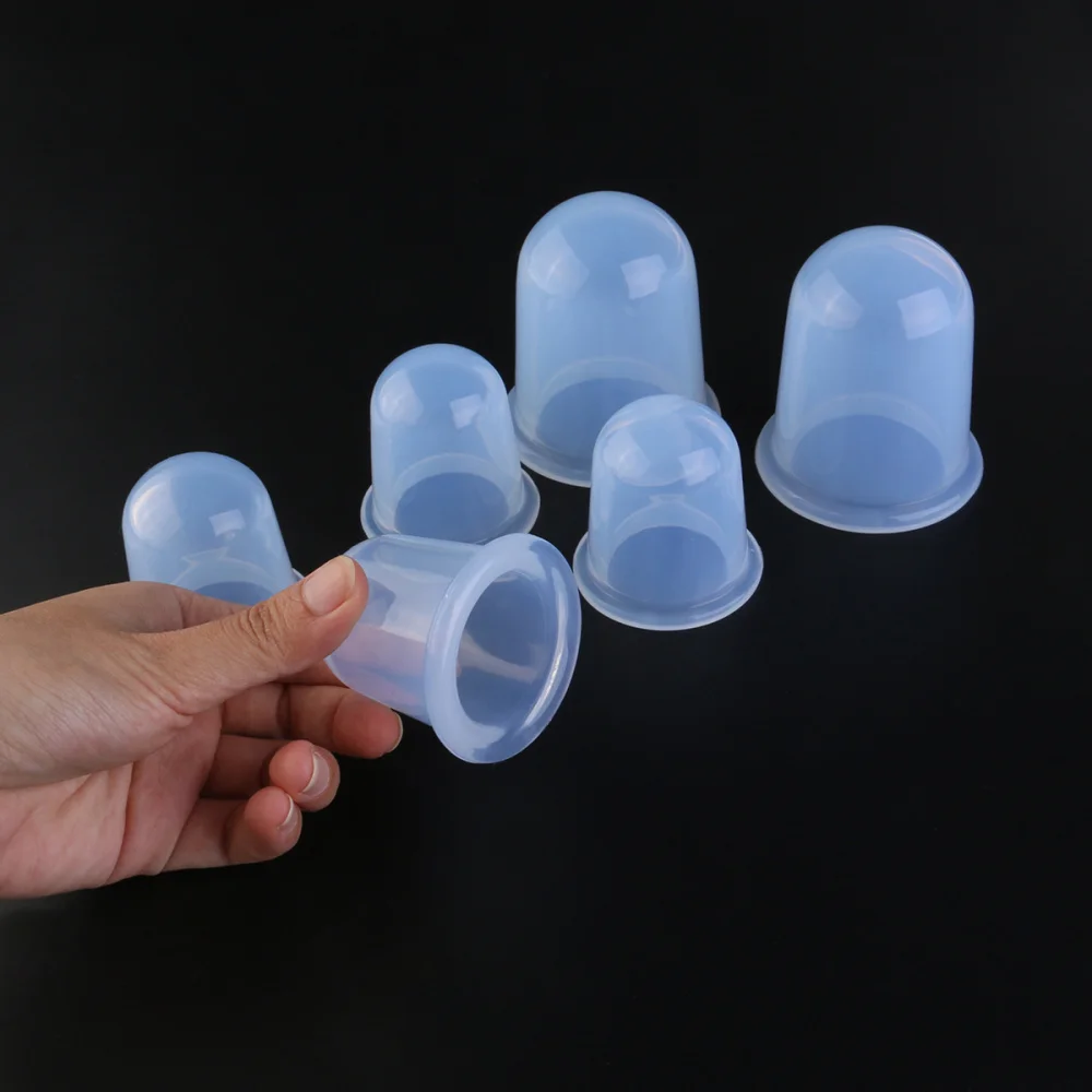 

6pcs Silicone Cupping Tools Pro Body Facial Therapy Cupping Cups - 2Ppcs*XL + 4pcs*L (Transparent White)