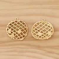 10 pieces gold tone round reticulate butterfly charms pendants for diy earrings jewellery making accessories 27x25mm