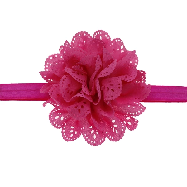 hot pink Детские повязки на голову полые шифоновые цветы эластичная Детская повязка на голову с цветком Головные уборы Детские волосы для куклы аксессуары - Цвет: hot pink