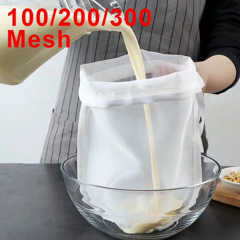 

Nylon Filter Bag 100/200/300Mesh Milk Coffee Oil Filtration Strainer Nets Kitchen Soymilk Medicine Residue Tea Filter Cloth Bags