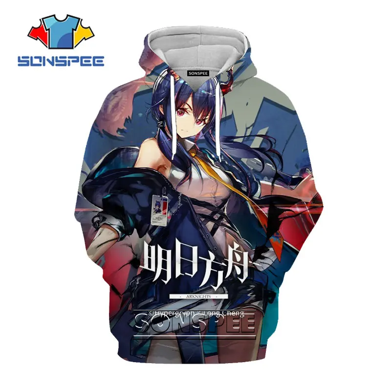 

SONSPEE 3D Print Women Men Hoodie Anime Arknights Hot Blood Game Sweatshirt Long Sleeve Harajuku Fashion Streetwear Hoodies