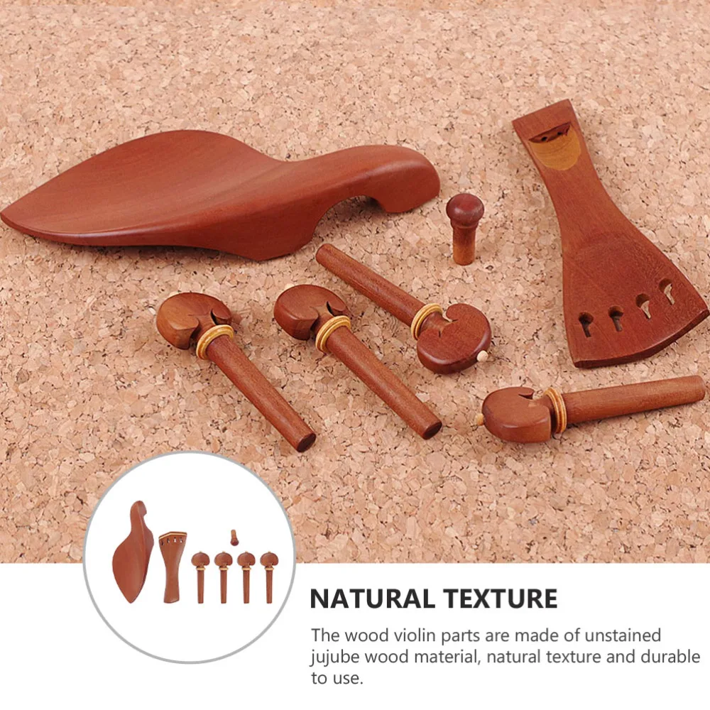 

7pcs/set Jujube Wood Violin Parts Fine-Tuning Chin Rest Strings Tail Nail Tail