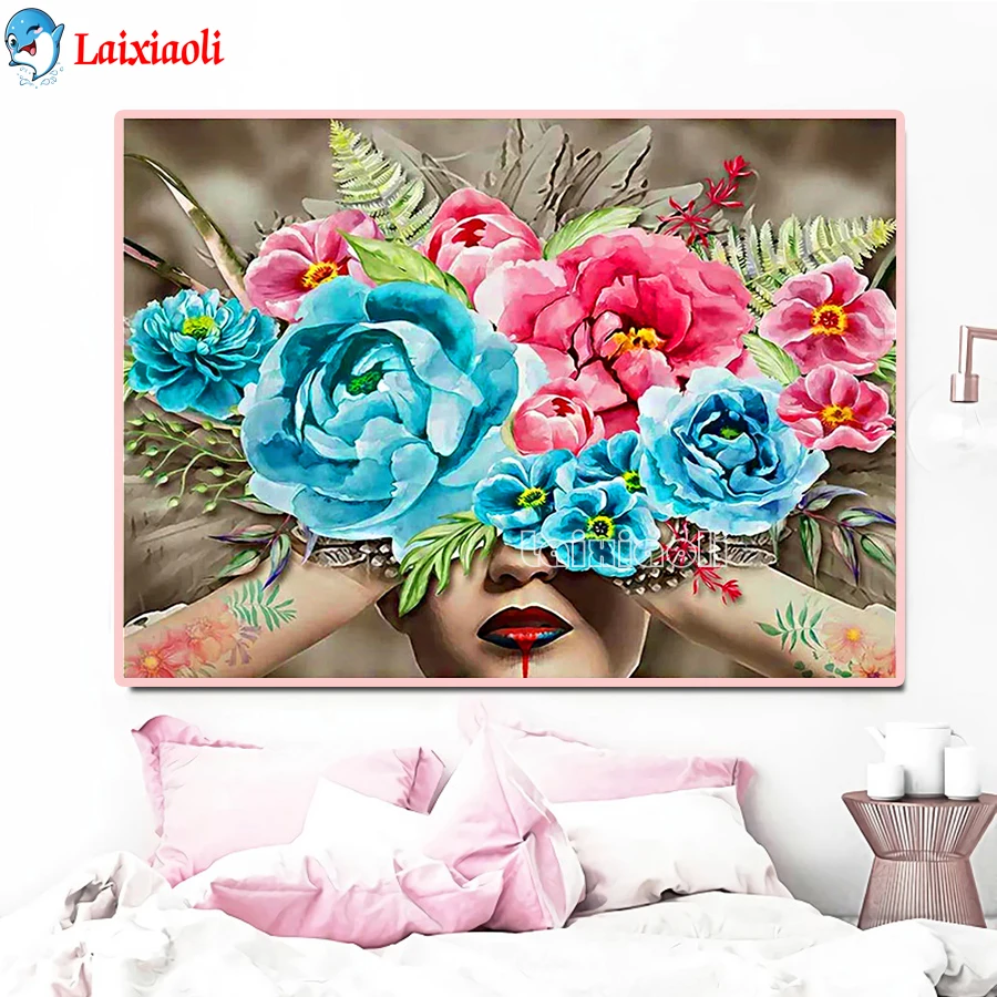 

DIY Diamond Painting flower beauty diamond Embroidery girl abstract 5d mosaic Diamond needlework cross stitch woman room decor