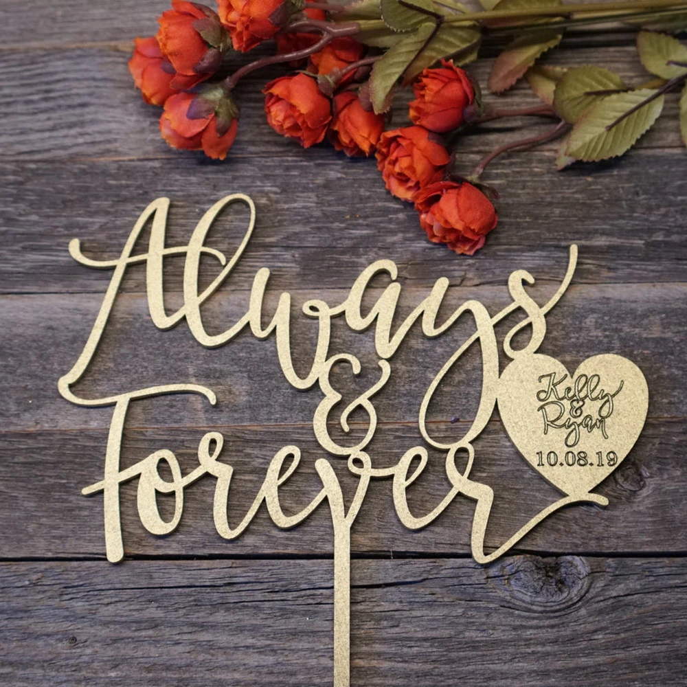 

Personalized Wedding Cake Topper Always & Forever Cake Topper Custom Mr & Mrs Cake Topper With Last Name And Date Cake Topper