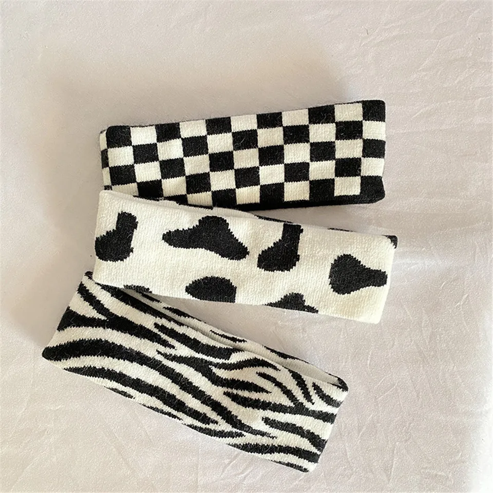 Зимняя теплая одежда в полоску повязка на голову женская вязаная чалма с