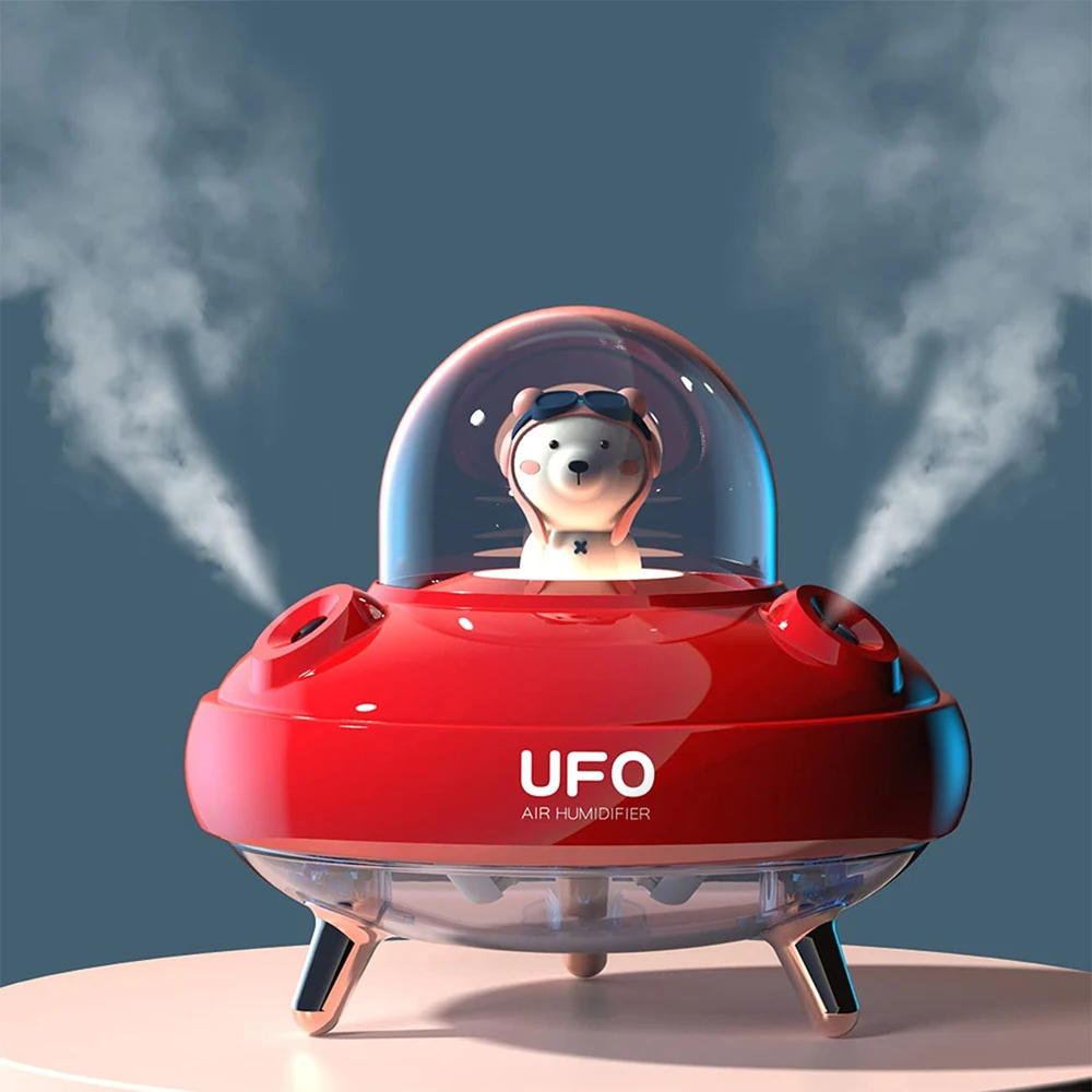 

400ML Desktop UFO Double Spray Humidifier Portable USB Night Light Mute Air Diffuser Bedroom Mini Humidificador Home Difusor