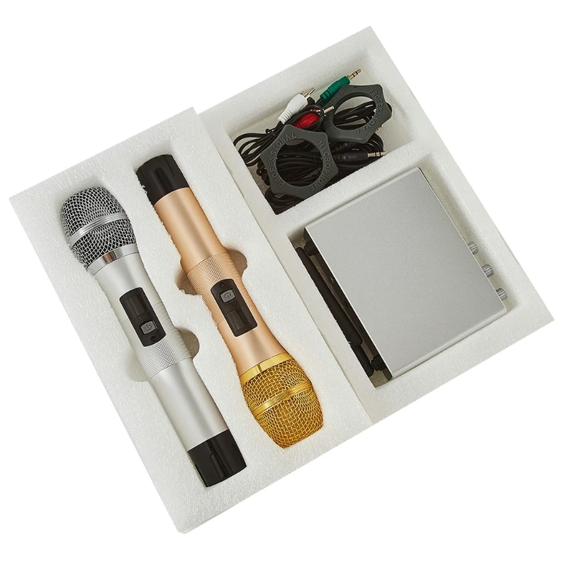 

594A Professional Wireless Microphone System Dual Channel Automatic Handheld Mic Home