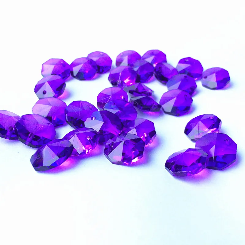 Dark Purple Высокое качество 20 шт./лот многоцветный 14 мм хрустальные Восьмиугольные бусины в одном отверстии K9 кристаллы части для люстры аксессуары DIY Свадебные и x-дерево украшения - Цвет: Dark Purple