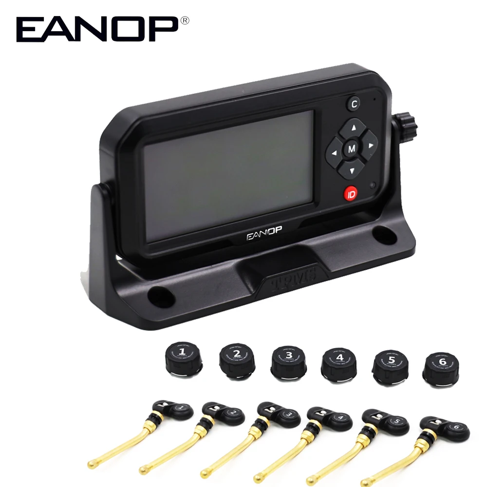 Беспроводная система контроля давления в шинах TPMS для грузовиков с 6 шинами и внешними/внутренними датчиками для 6 колес