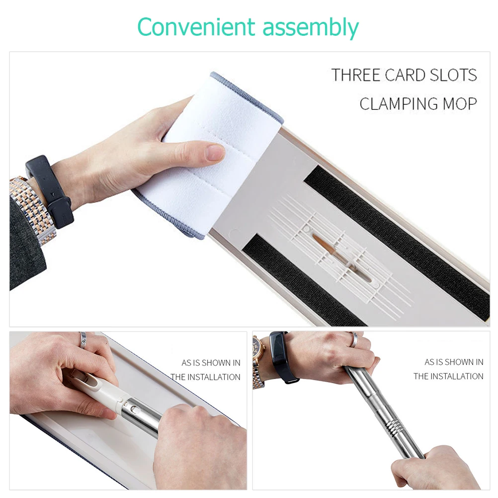 Волшебная Швабра из микрофибры с телескопическим стержнем вращающаяся для