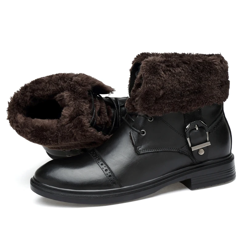 Мужские дизайнерские кожаные ботинки laxneo коричневые Теплые ботильоны ручной