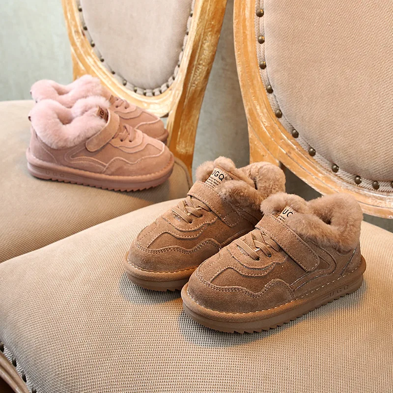 Детские замшевые ботинки розовые ботильоны из натуральной кожи с мехом для