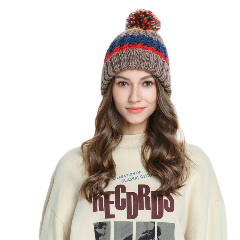 Новинка повседневные зимние шапки IANLAN с помпоном для женщин красочные