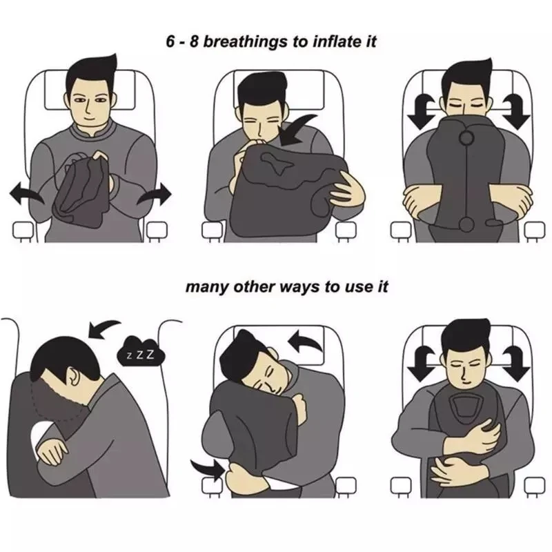 

Creative Portable Travel Pillow Inflatable Neck Pillow Air Soft Cushion Neck Cushion Body Back Support Cushion Foldable Blow