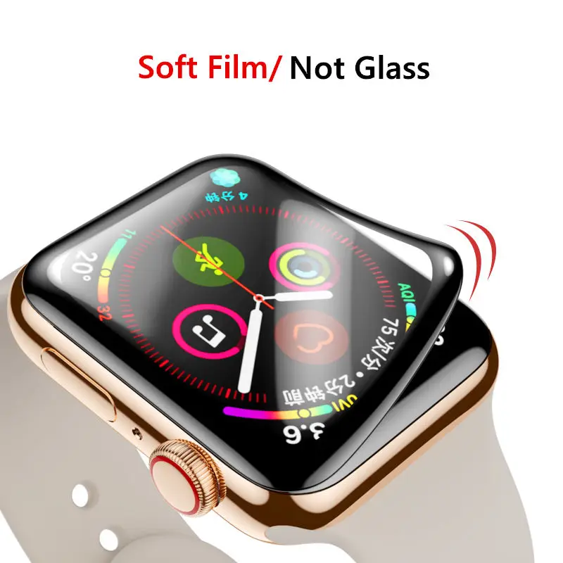Soft Glass For Apple Watch 6 5 4 se 44mm 40mm iWatch series 3 2 1 42mm 38mm 9D HD Film Apple watch 6 Screen Protector