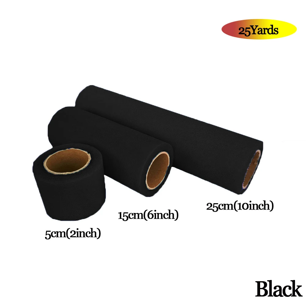BLACK Фатиновая юбка-пачка из органзы в рулоне 5 см, 15 см, 25 см, розовый, синий цвет, Тюлевая юбка-пачка из органзы, вечерние украшения для девочек 25 лет - Цвет: BLACK