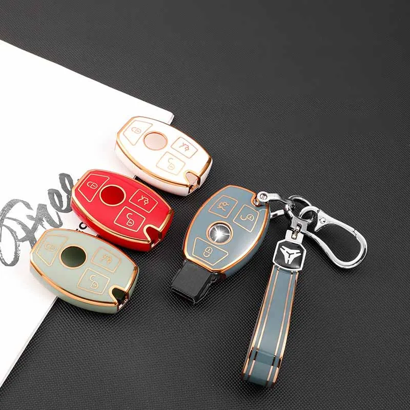 

New TPU Soft Car Key Case Is Suitable For Mercedes-Benz Key Cover E-Class C-Class C200L E260L CLA220 GLC260l Auto Parts